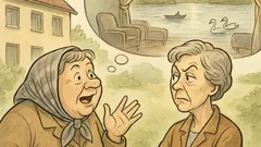 Witz: „Zimmer mit Seeblick“, erzählt Frau Müller