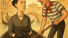 Witz: Fräulein Huber fährt Gondel in Venedig…
