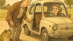 Witz: Ein Ehepaar bremst für Kröten