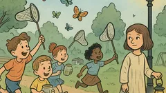 Witz: Alle Kinder fangen Schmetterlinge …