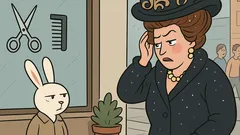 Witz: Häschen wartet vor dem Friseursalon