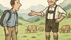 Witz: Hannes fragt den Bergbauern nach dem Weg