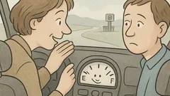 Witz: Ein Autofahrer gibt der Tankanzeige Hoffnung