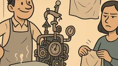 Witz: „Schau mal, Schatz“ – Frottierhandtuchbügler!